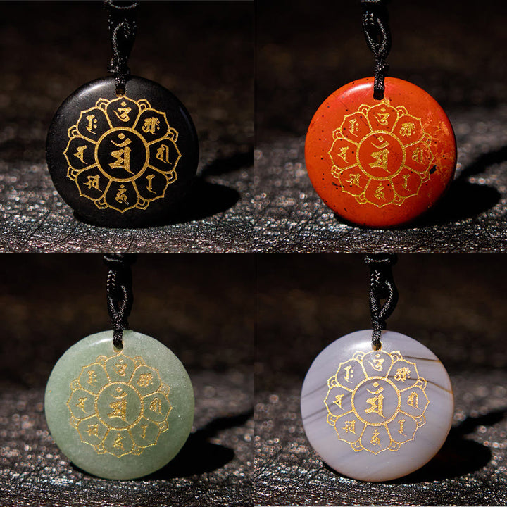 Buddha Stonesオーム・マニ・パドメ・フム天然水晶各種 黒曜石 強さのネックレスペンダント - image 33