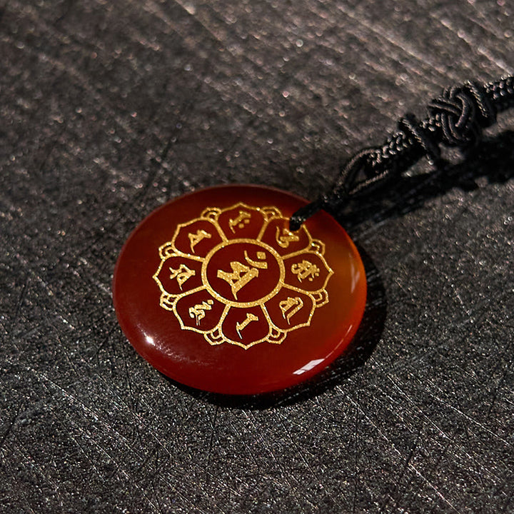 Buddha Stonesオーム・マニ・パドメ・フム天然水晶各種 黒曜石 強さのネックレスペンダント - image 25
