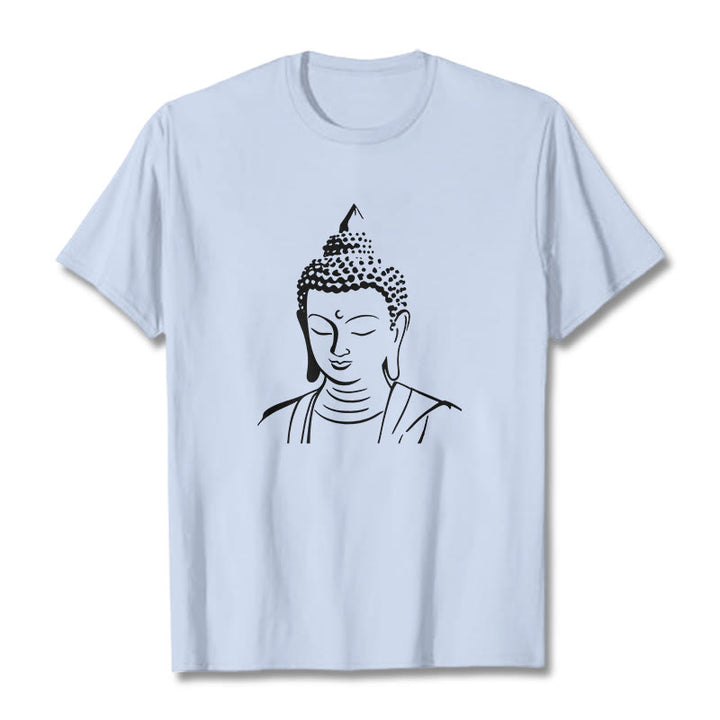 Buddha Stones仏頭柄 コットンTシャツ - ライトシアン - 2XL - image 16