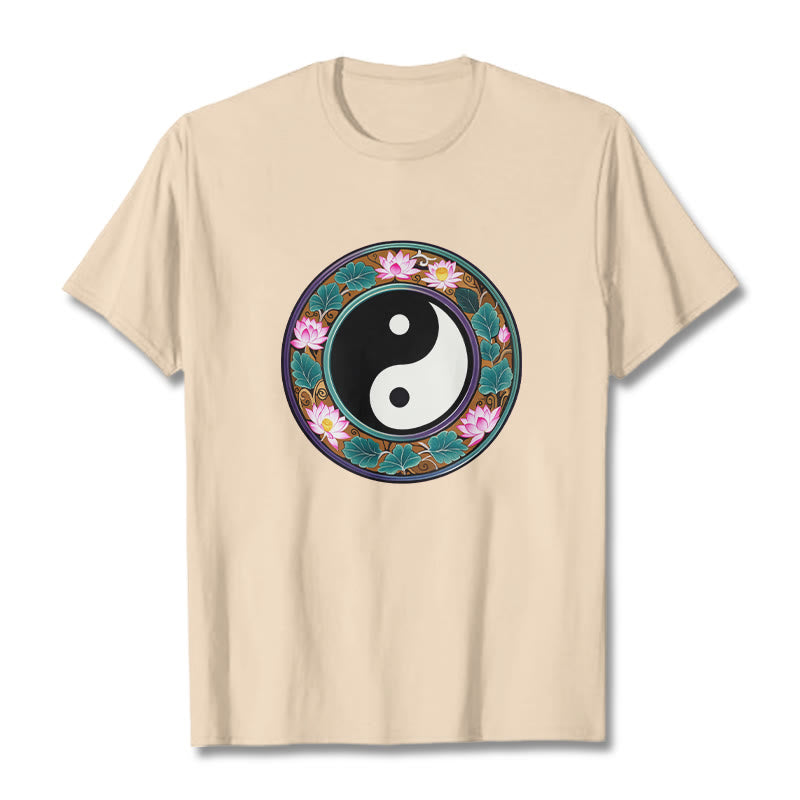 Buddha Stones、陰陽、蓮の葉のコットンTシャツ - ビスク - 2XL - image 15