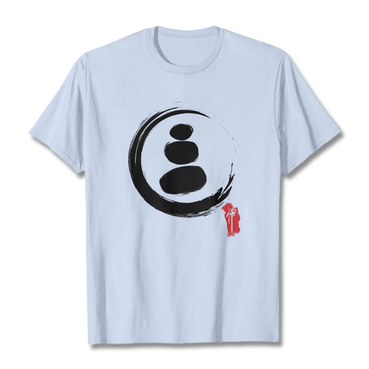 Buddha Stones禅サークル コットンTシャツ - ライトシアン - 2XL - image 15