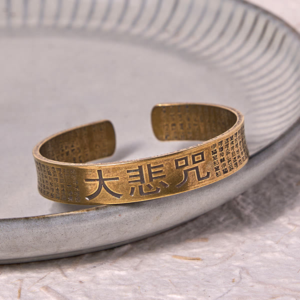 Buddha Stones大悲心マントラ 銅 真鍮 幸運パワーブレスレット バングル