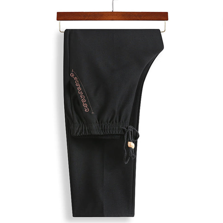 Buddha Stones中国の旧正月 刺繍 唐装 漢服 伝統制服 長袖 トップス パンツ 衣類 メンズセット - image 5