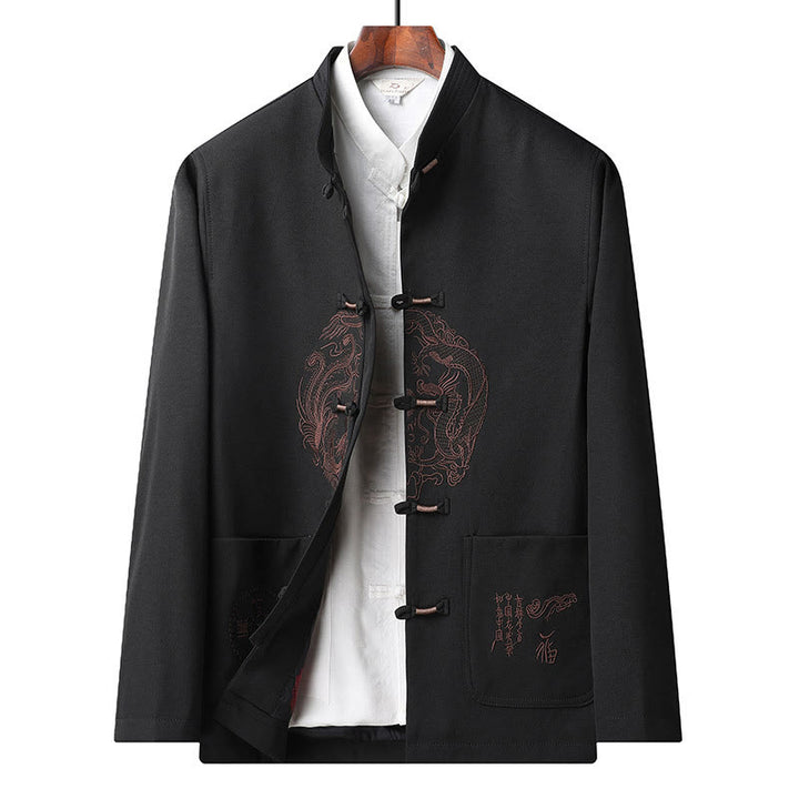 Buddha Stones中国の旧正月 刺繍 唐装 漢服 伝統制服 長袖 トップス パンツ 衣類 メンズセット