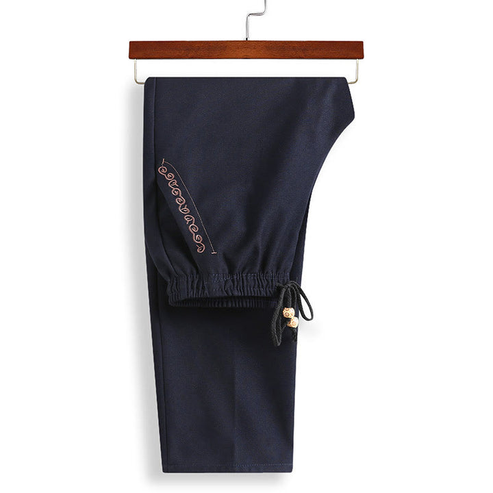 Buddha Stones中国の旧正月 刺繍 唐装 漢服 伝統制服 長袖 トップス パンツ 衣類 メンズセット - image 3