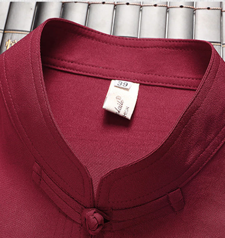 Buddha Stones中国の旧正月 刺繍 龍 カエルボタン 唐装 漢服 長袖 トップス パンツ 衣類 メンズ セット - image 3