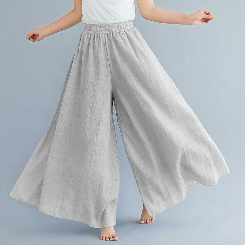 Buddha Stonesレディース カジュアル ゆったり コットン リネン ワイドレッグ パンツ ヨガ ダンス用 - ライトグレー - US2、 UK/AU6、 EU34 (M) - image 30