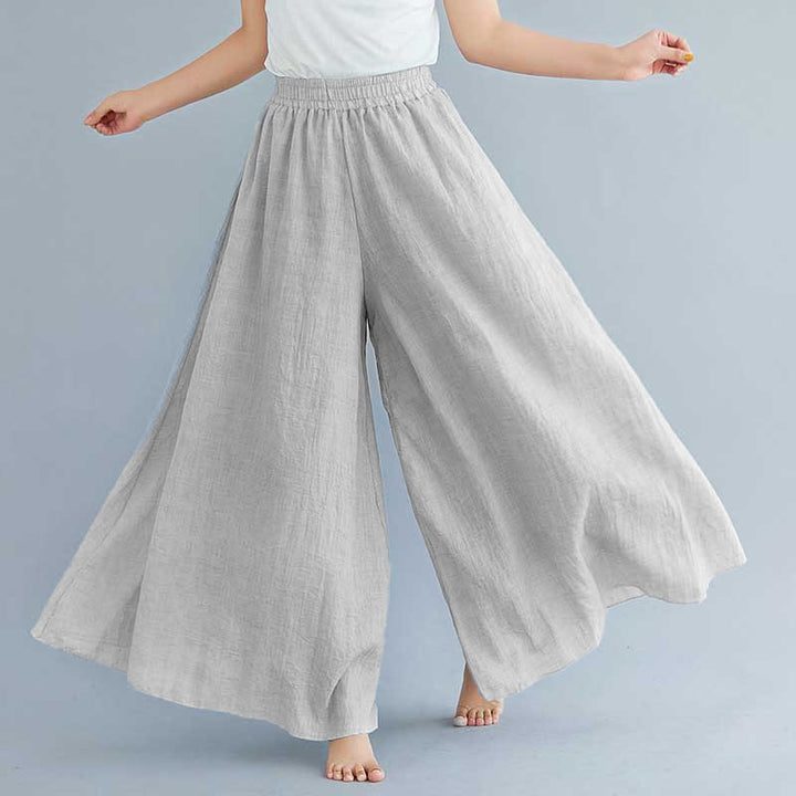 Buddha Stonesレディース カジュアル ゆったり コットン リネン ワイドレッグ パンツ ヨガ ダンス用 - ライトグレー - US2、 UK/AU6、 EU34 (M) - image 30