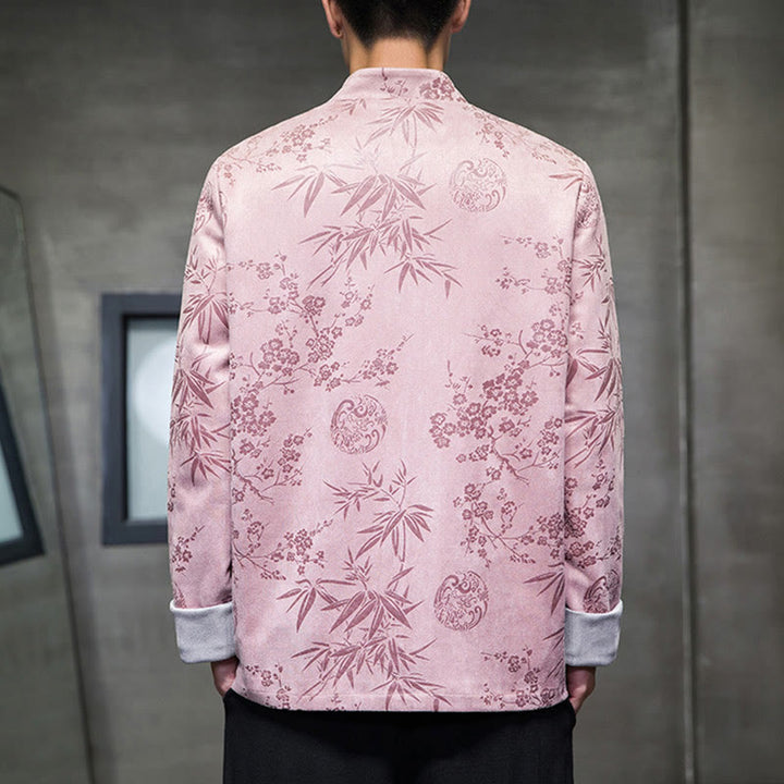 Buddha Stonesと中国の旧正月服、花柄、竹、無地、カエルボタン、唐装、綿、メンズジャケット、ポケット付きシャツ - image 37
