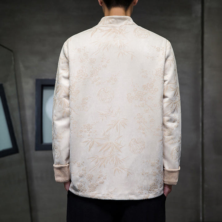 Buddha Stonesと中国の旧正月服、花柄、竹、無地、カエルボタン、唐装、綿、メンズジャケット、ポケット付きシャツ - image 47