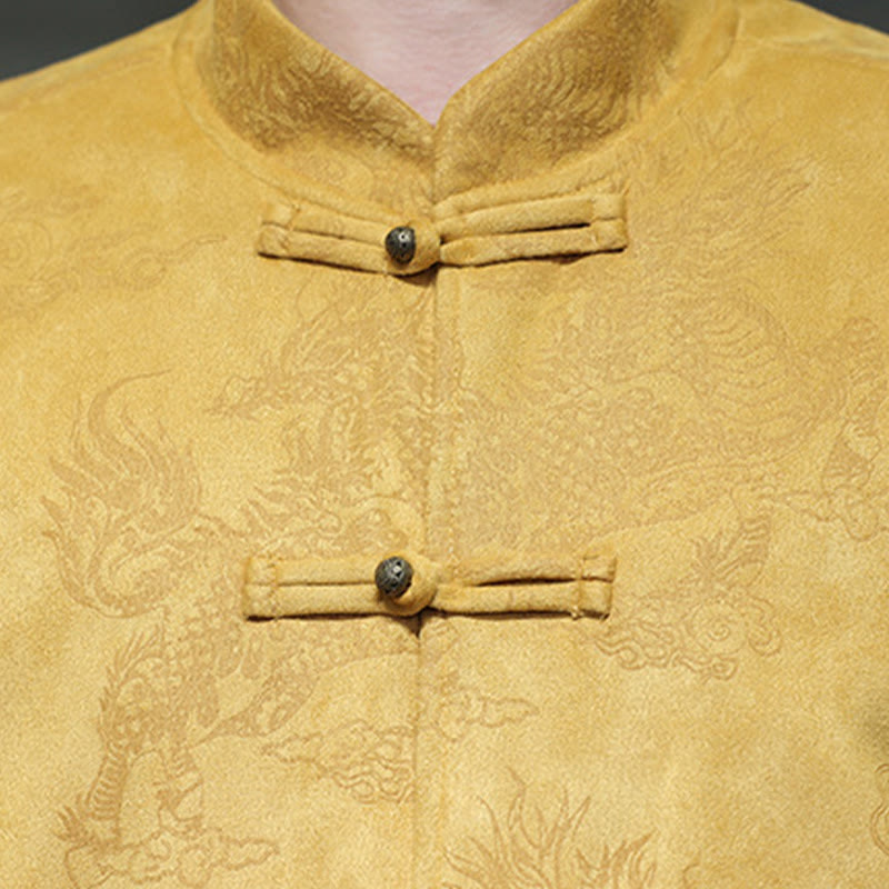 Buddha Stones、中国の旧正月、麒麟柄、カエルボタン、唐装、メンズジャケット、ポケット付きシャツ - image 9