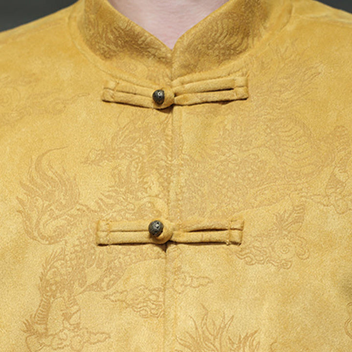 Buddha Stones、中国の旧正月、麒麟柄、カエルボタン、唐装、メンズジャケット、ポケット付きシャツ - image 9