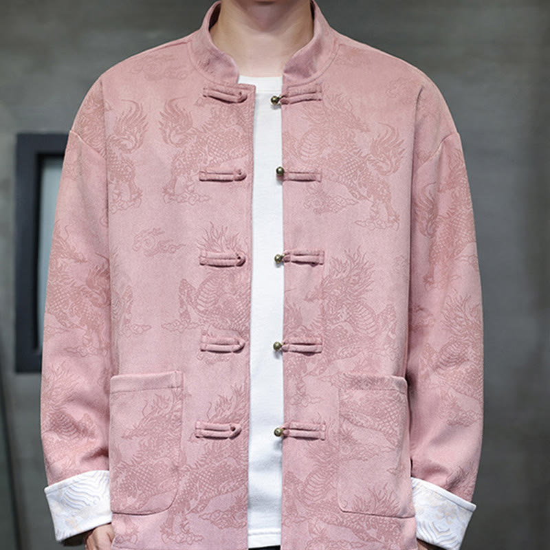 Buddha Stones、中国の旧正月、麒麟柄、カエルボタン、唐装、メンズジャケット、ポケット付きシャツ - image 34