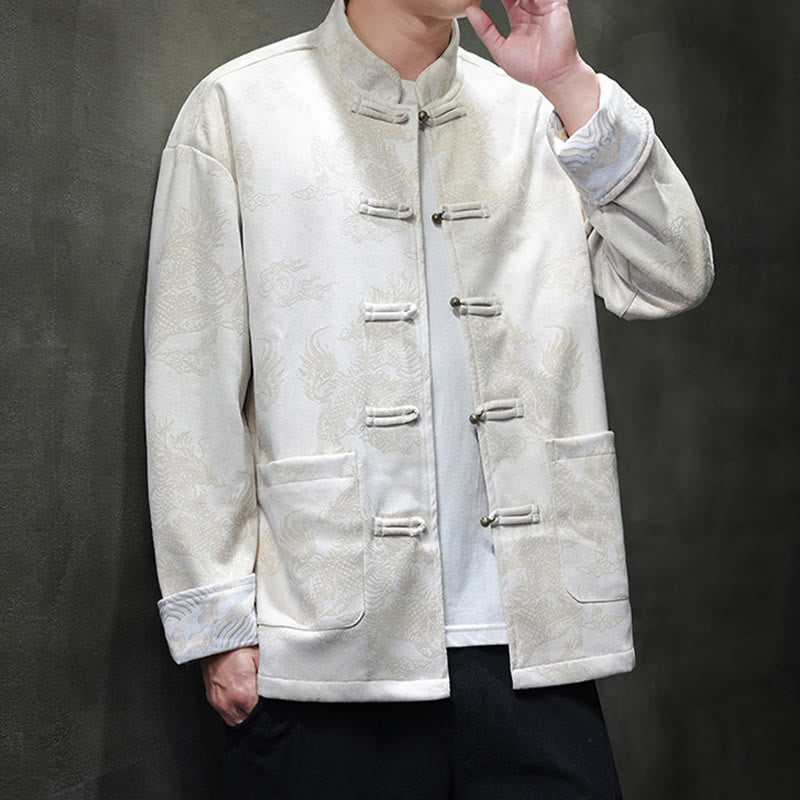 Buddha Stones、中国の旧正月、麒麟柄、カエルボタン、唐装、メンズジャケット、ポケット付きシャツ - image 27