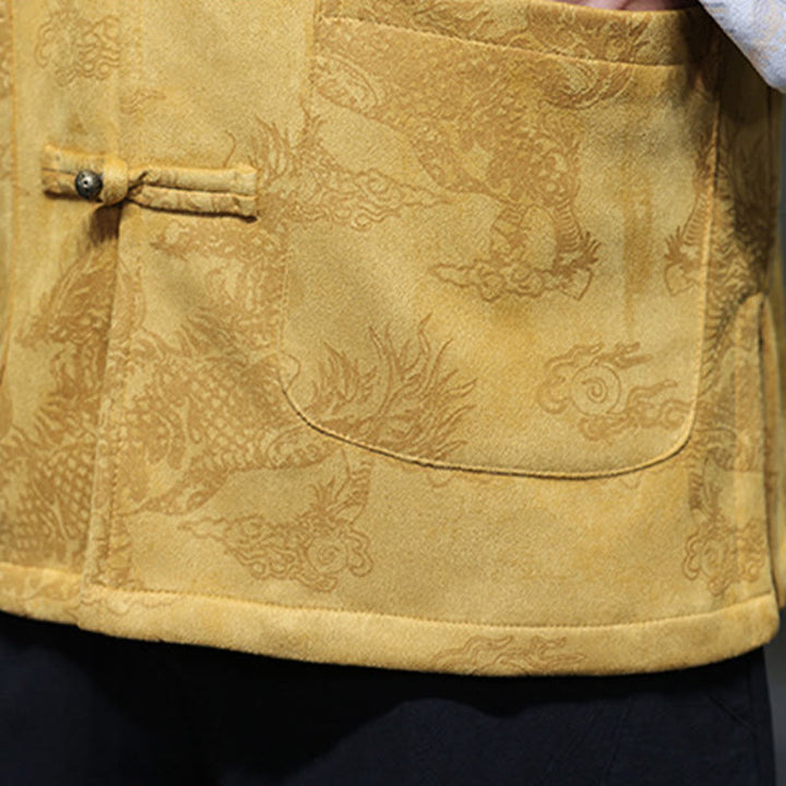 Buddha Stones、中国の旧正月、麒麟柄、カエルボタン、唐装、メンズジャケット、ポケット付きシャツ - image 10