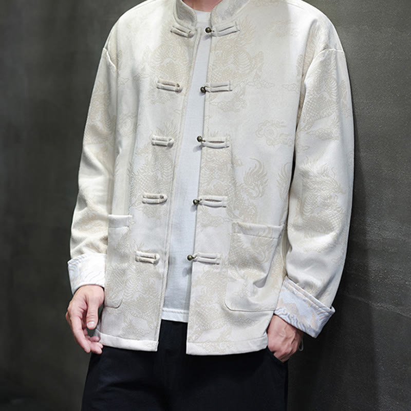 Buddha Stones、中国の旧正月、麒麟柄、カエルボタン、唐装、メンズジャケット、ポケット付きシャツ - image 26