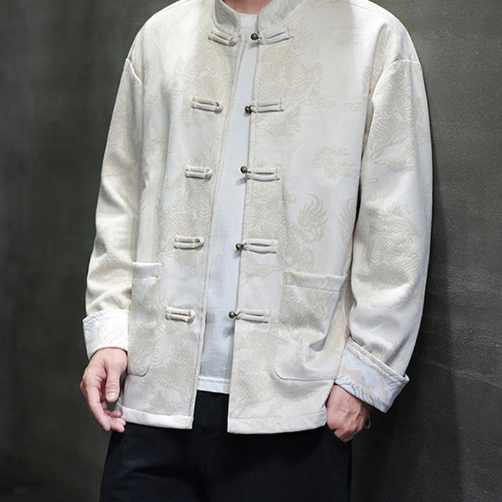 Buddha Stones、中国の旧正月、麒麟柄、カエルボタン、唐装、メンズジャケット、ポケット付きシャツ - image 26