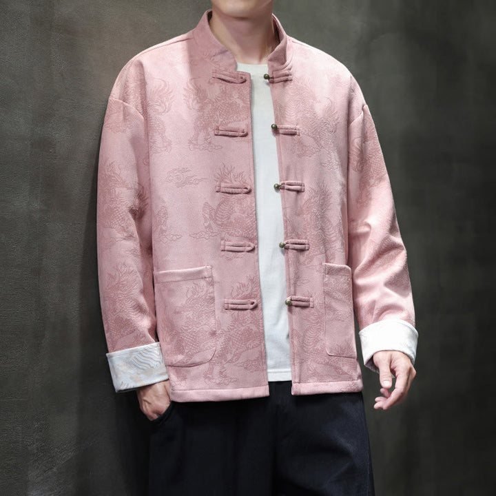 Buddha Stones、中国の旧正月、麒麟柄、カエルボタン、唐装、メンズジャケット、ポケット付きシャツ - image 36