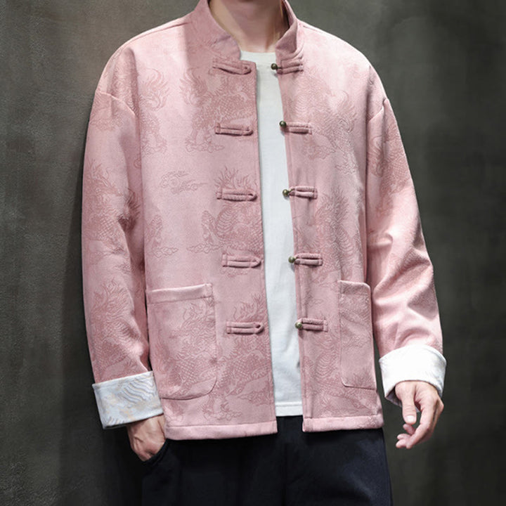 Buddha Stones、中国の旧正月、麒麟柄、カエルボタン、唐装、メンズジャケット、ポケット付きシャツ - image 31