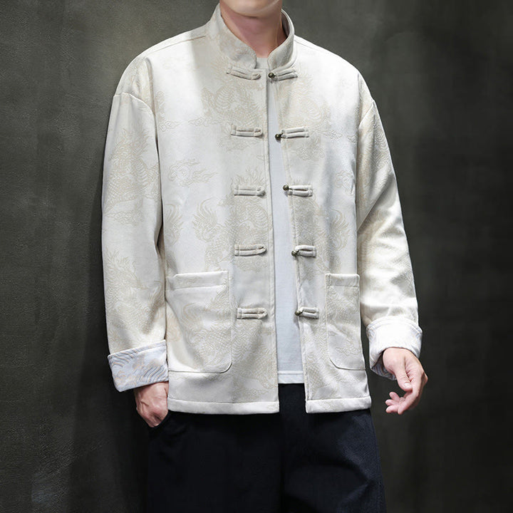 Buddha Stones、中国の旧正月、麒麟柄、カエルボタン、唐装、メンズジャケット、ポケット付きシャツ - image 28