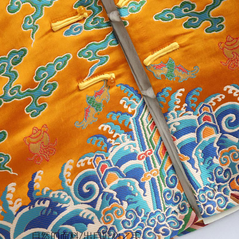 Buddha Stones、中国の旧正月、龍の刺繍、吉兆の雲、カエルボタンの唐装、メンズジャケット、シャツ