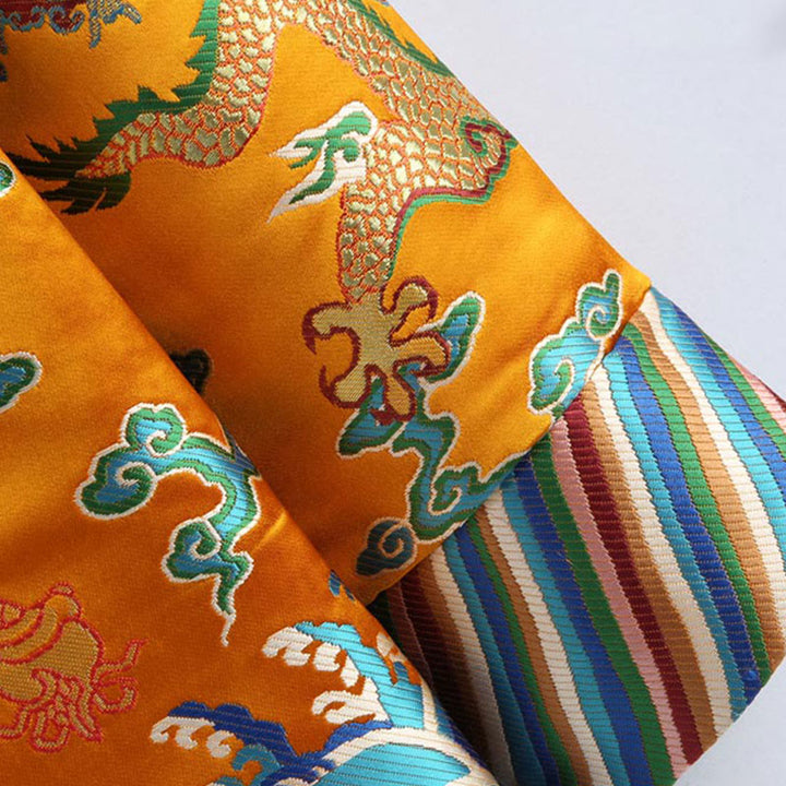 Buddha Stones、中国の旧正月、龍の刺繍、吉兆の雲、カエルボタンの唐装、メンズジャケット、シャツ