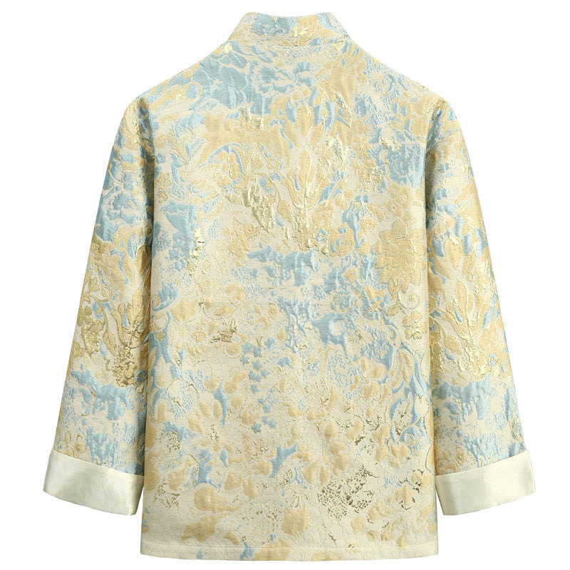 Buddha Stones中国新年 ジャカード刺繍 カエルボタン 唐装 メンズ ジャケット シャツ ポケット付き - image 1