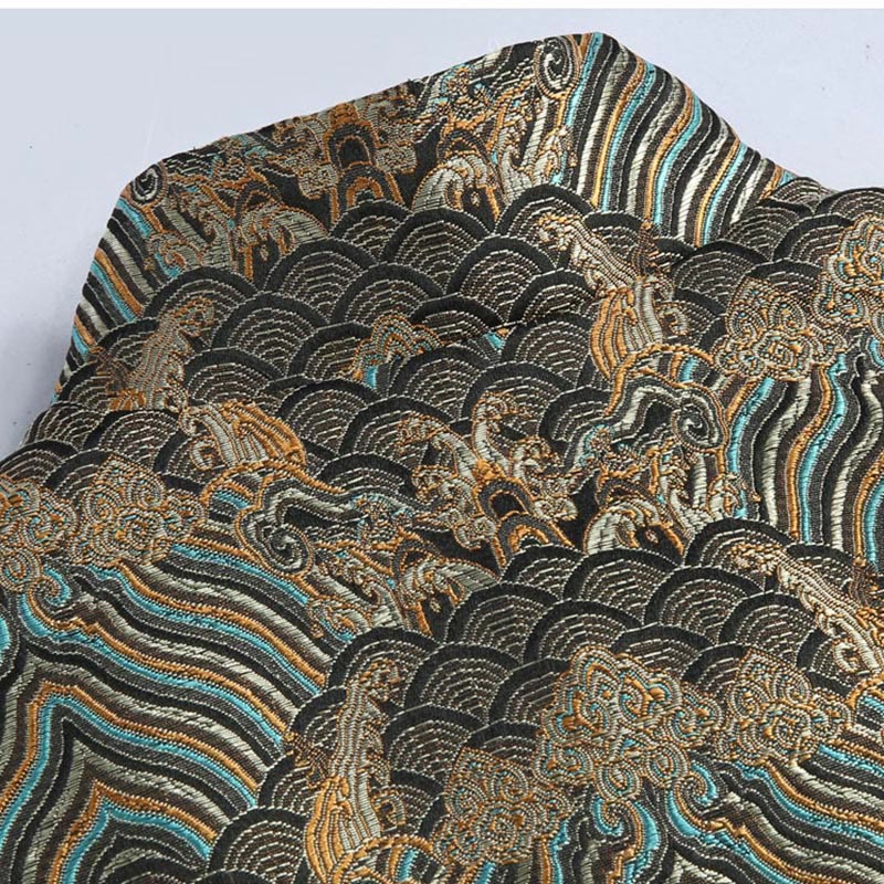 Buddha Stones中国新年 ジャカード ダマスク 海水柄 カエルボタン 唐装 メンズ ジャケット シャツ ポケット付き - image 11