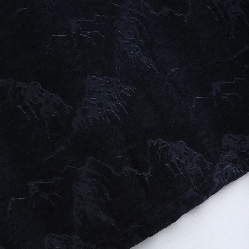 Buddha Stones、中国の旧正月風景プリント、手作りのカエルボタン唐装メンズジャケットシャツ、ポケット付き - image 10