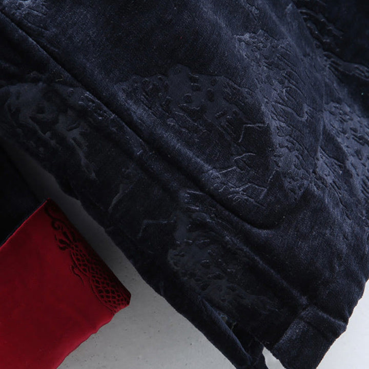 Buddha Stones、中国の旧正月風景プリント、手作りのカエルボタン唐装メンズジャケットシャツ、ポケット付き - image 9