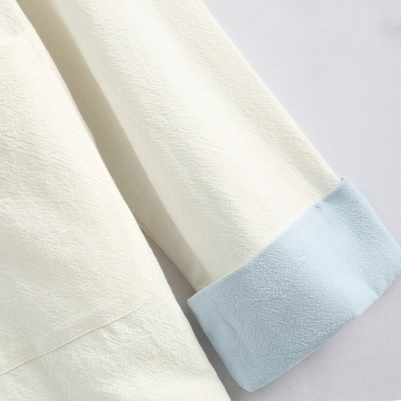 Buddha Stones中国の旧正月 鶴刺繍 唐装 漢服 長袖 トップス パンツ 衣類 コットンリネン メンズセット ポケット付き - image 13