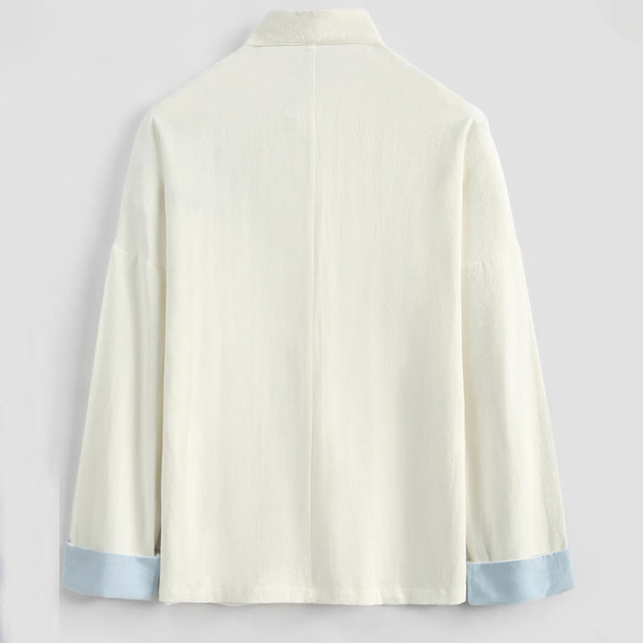 Buddha Stones中国の旧正月 鶴刺繍 唐装 漢服 長袖 トップス パンツ 衣類 コットンリネン メンズセット ポケット付き - image 6