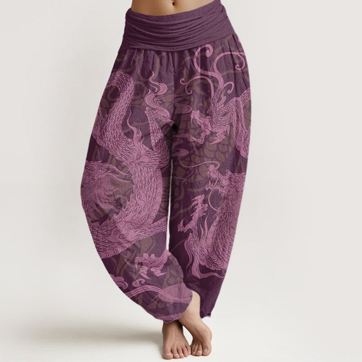 Buddha Stonesコットン龍吉兆雲レディース伸縮性ウエストハーレムパンツ - 紫 - US22、 UK/AU26、 EU54 (6XL) - image 7