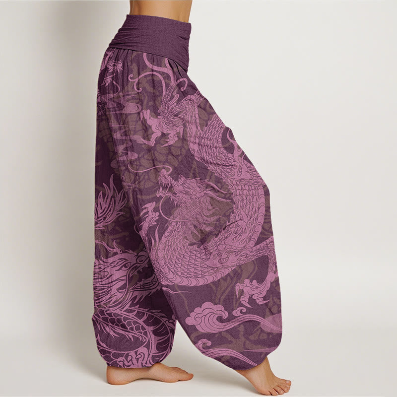 Buddha Stonesコットン龍吉兆雲レディース伸縮性ウエストハーレムパンツ - image 9