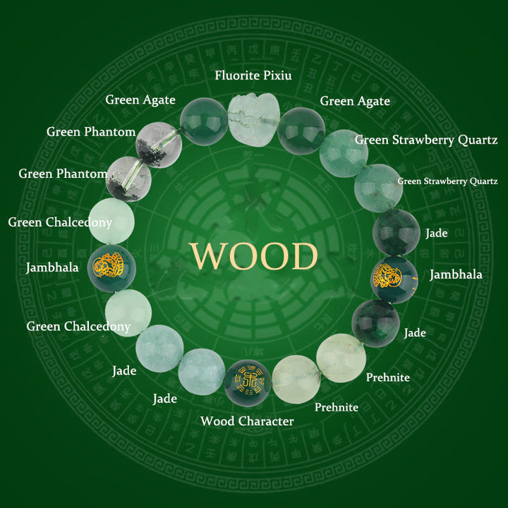 Buddha Stones ヒキュウ 水晶 瑪瑙 金運 財運 風水 パワーストーン ブレスレット - 木製（手首周り：14～16cm） - 12mm - image 9