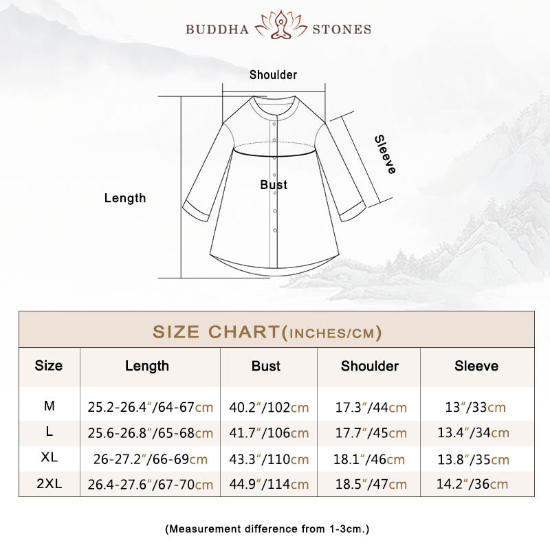 Buddha Stones無地ボタン七分袖シャツ - image 5
