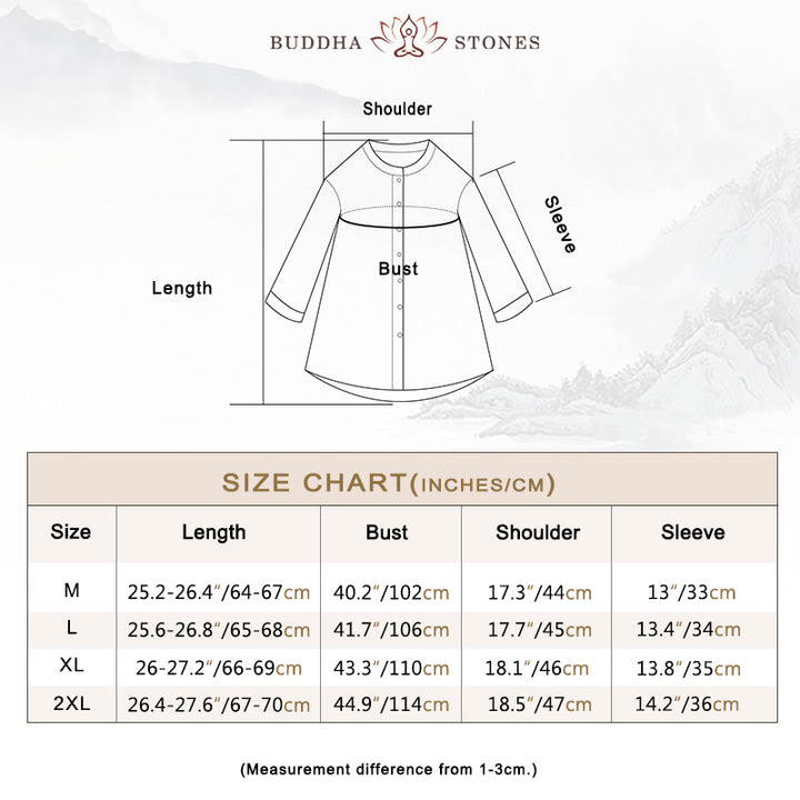 Buddha Stones無地ボタン七分袖シャツ - image 5