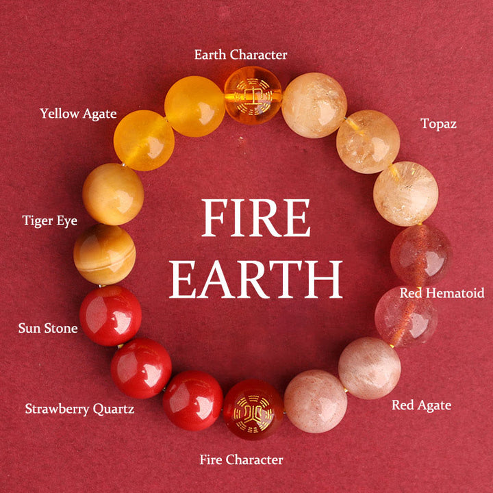 Buddha Stones ブラックオニキス グリーンカルセドニー アクアマリン 開運 知恵 癒し ブレスレット - 火土（手首周り：14～16cm） - 12mm - image 41