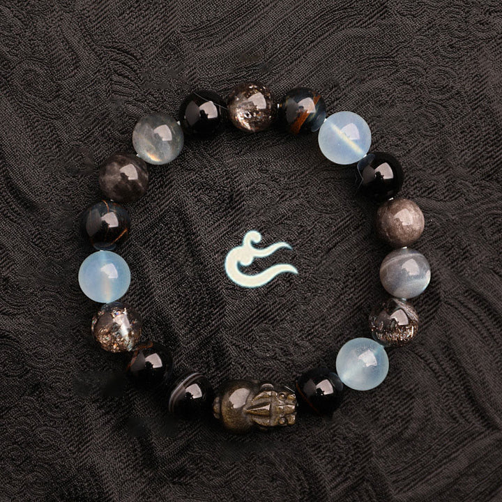 Buddha Stones ストロベリークォーツ モスアゲート グリーンファントム 幸運 癒し 恋愛運 ブレスレット