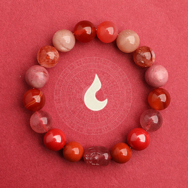 Buddha Stones ストロベリークォーツ モスアゲート グリーンファントム 幸運 癒し 恋愛運 ブレスレット - image 28