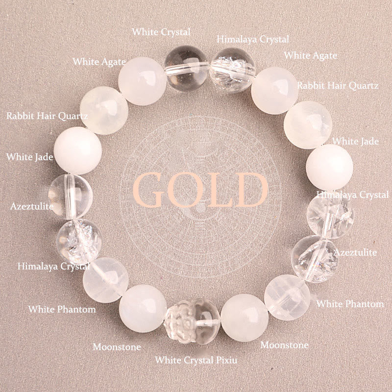 Buddha Stones ストロベリークォーツ モスアゲート グリーンファントム 幸運 癒し 恋愛運 ブレスレット - ゴールド（手首周り：14～16cm） - 12mm - image 39