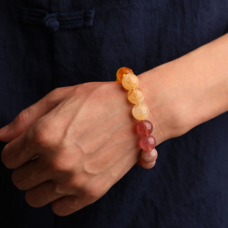 Buddha Stones グリーンストロベリークォーツ 太陽石 金運 幸運 幸福 開運 ブレスレット - image 33