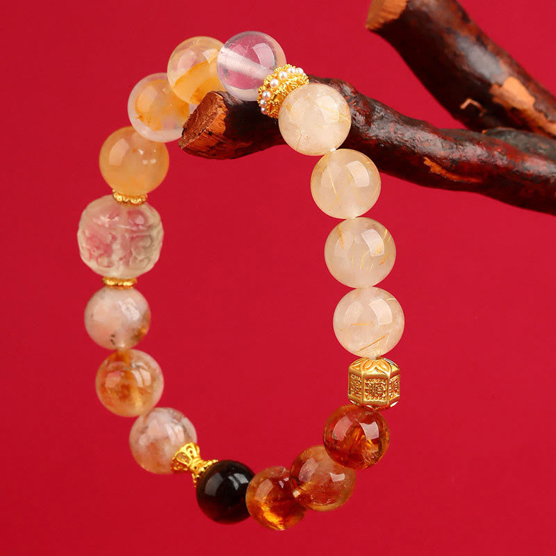 Buddha Stones グリーンファントム ルチルクォーツ グリーングレープ瑪瑙 マラカイト 開運 幸運 ブレスレット - image 24