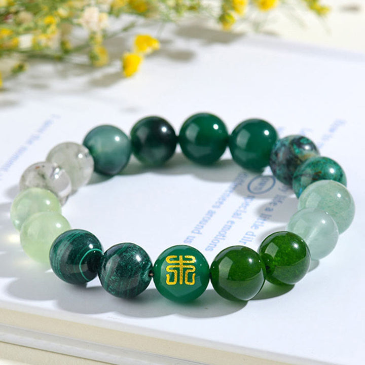Buddha Stones五行 各種 瑪瑙 水晶 ルチルクォーツ タイガーアイ 黄瑪瑙 シトリン 幸運のブレスレット
