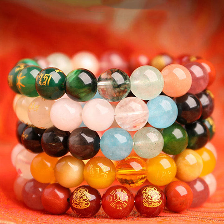 Buddha Stones 南赤瑪瑙 ストロベリークォーツ 太陽石 恋愛 成功 幸運 ブレスレット - image 42