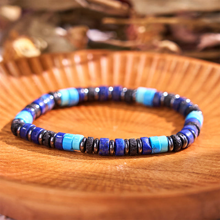 Buddha Stonesヘマタイト ターコイズ ラズライト 溶岩石 ブラックグリッターストーン サポートブレスレット
