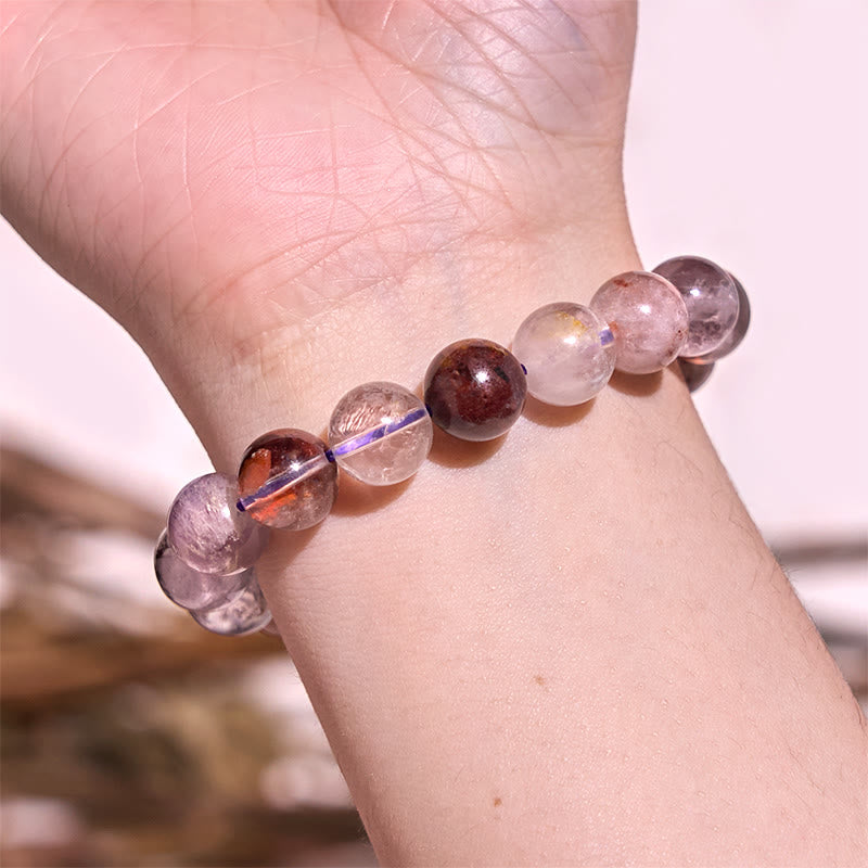 Buddha Stones天然紫ファントム愛の知恵ブレスレット