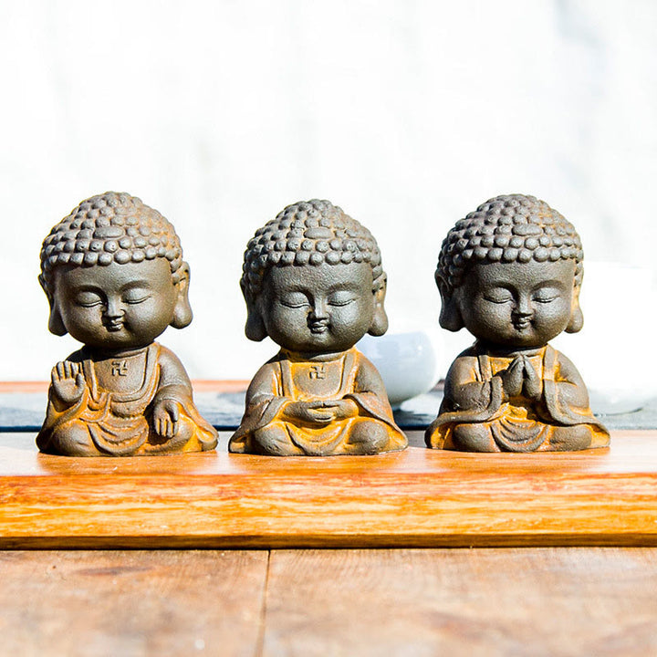 Buddha Stones小さな瞑想仏 鉄粉錆鋳造樹脂像 家の装飾