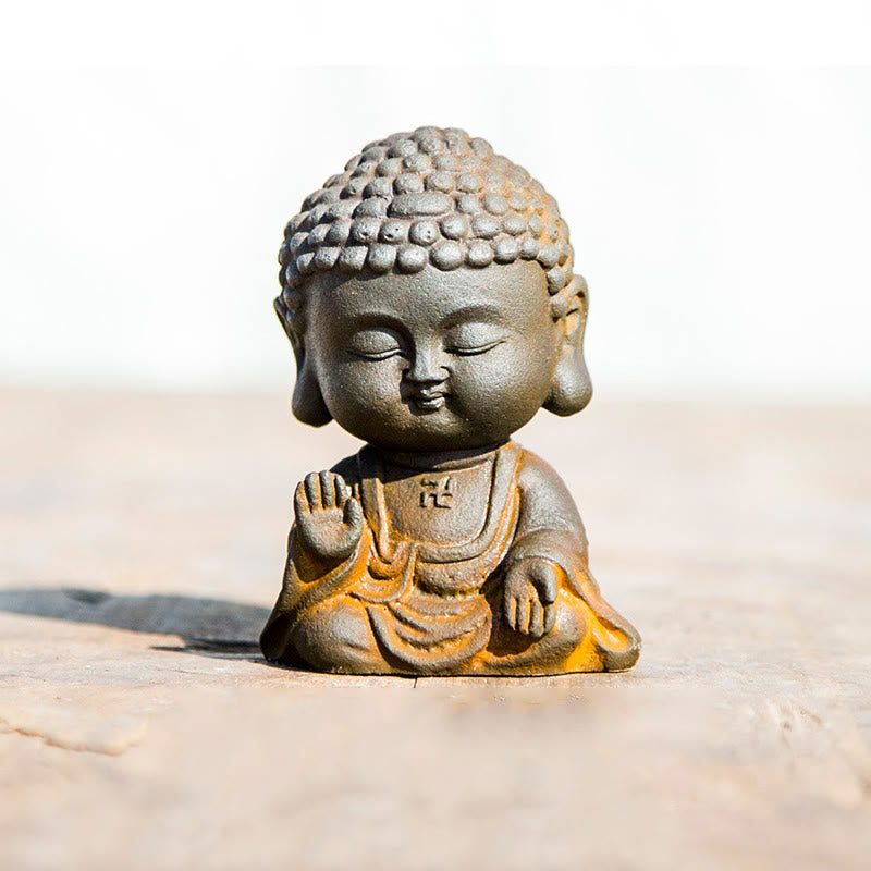 Buddha Stones小さな瞑想仏 鉄粉錆鋳造樹脂像 家の装飾