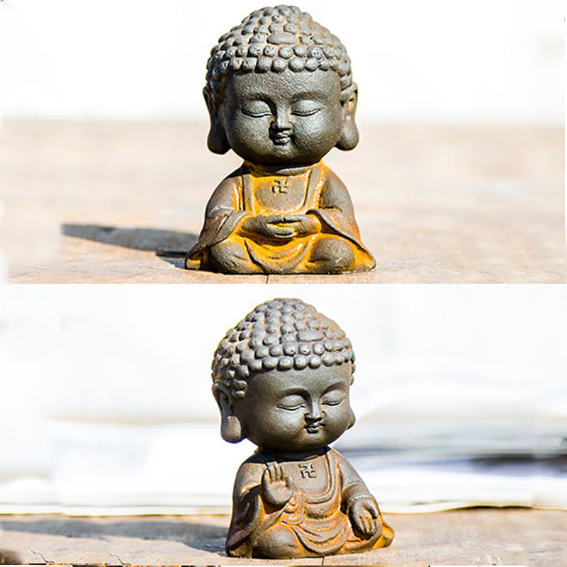 Buddha Stones小さな瞑想仏 鉄粉錆鋳造樹脂像 家の装飾